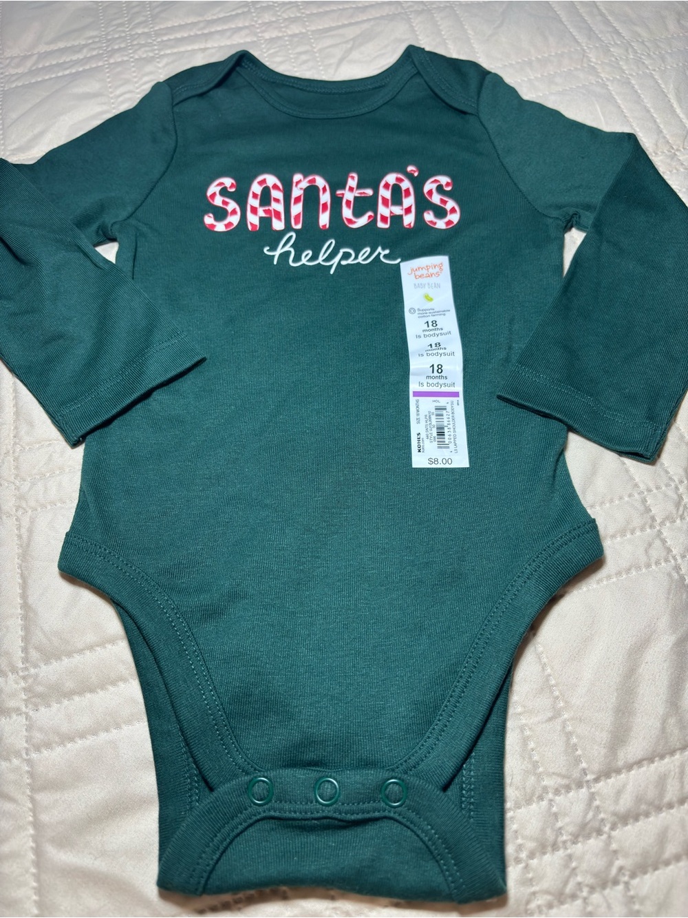 jumping beans 18M "Santa's Helper" Long-Sleeve Onesie